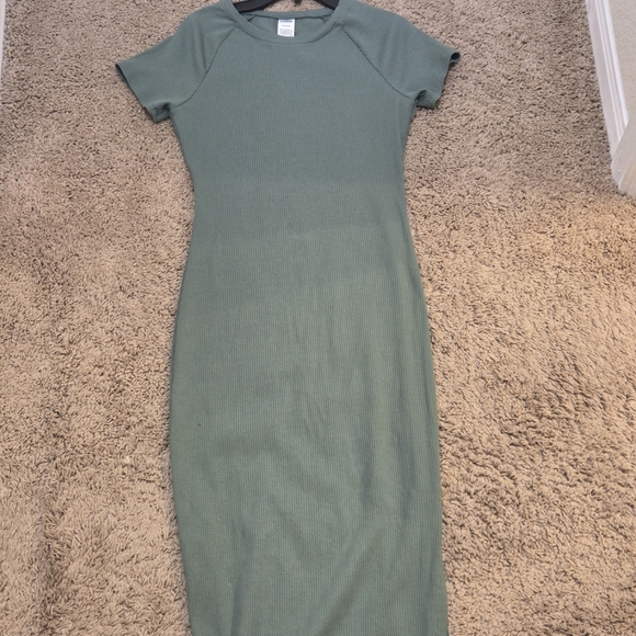 PINK Ribbed Midi Dress - Sage Green - Picture 1 of 1